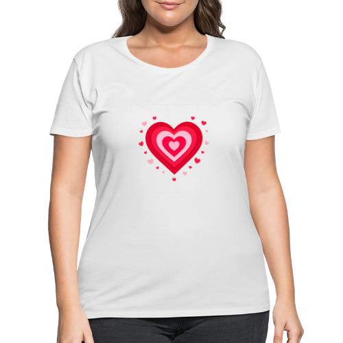 Layered Red & Pink Heart – Cute Valentine Love - Women's Curvy T-Shirt