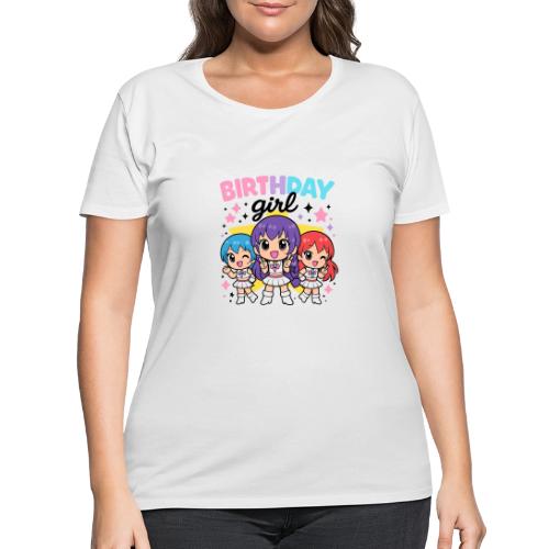 Cute Chibi Birthday Idol Girls - Women's Curvy T-Shirt