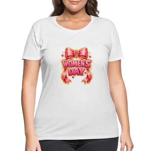 Cute Pink Bow Women’s Day Feminist Symbol - Women's Curvy T-Shirt