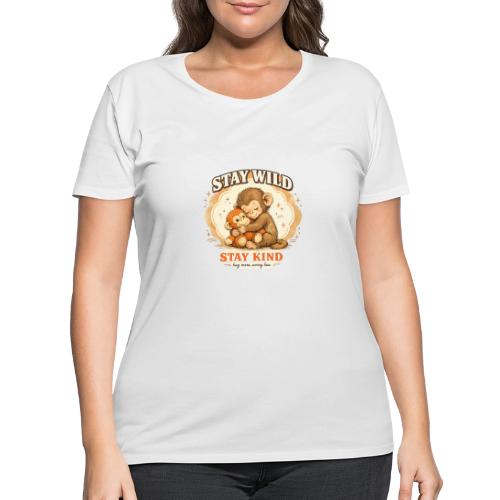 Stay Wild Stay Kind Punch Monkey Hug - Women's Curvy T-Shirt