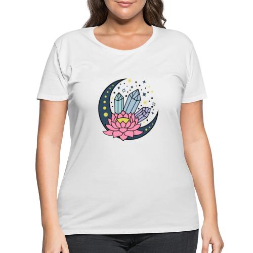 Half A Moon, Healing Crystals Lotus Flower - Women's Curvy T-Shirt