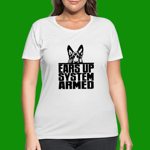 Ears Up System Armed German Shepherd - Women's Curvy T-Shirt