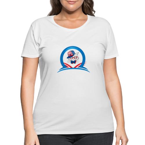 Cat with American het - Women's Curvy T-Shirt