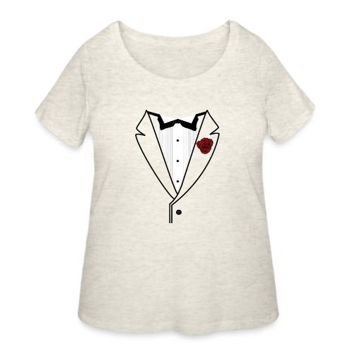 Tuxedo w/Black Lined Lapel - Women's Curvy T-Shirt