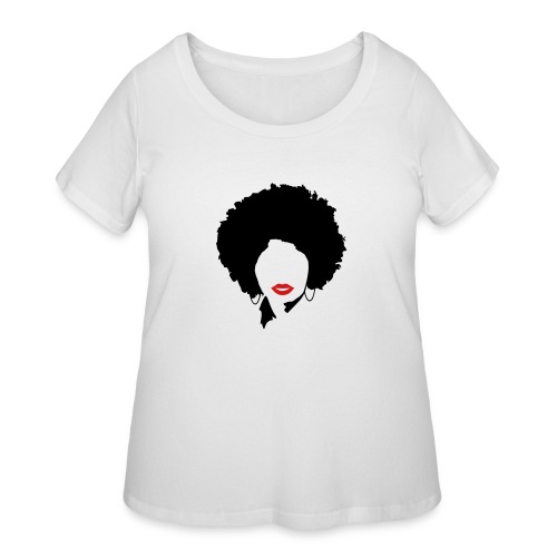 Afro with red lips - Women's Curvy T-Shirt