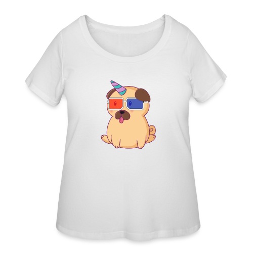 Dog with 3D glasses doing Vision Therapy! - Women's Curvy T-Shirt