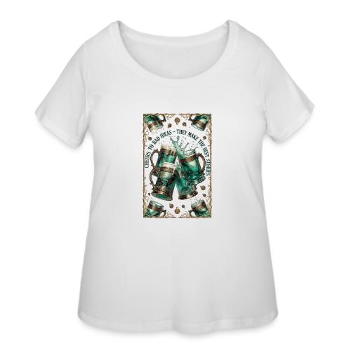 Cheers to Bad Ideas Tankards Graphic Tee - Women's Curvy T-Shirt