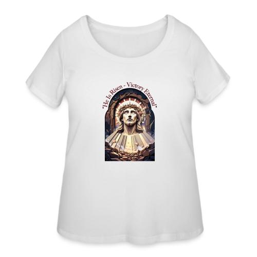 Easter He Is Risen Face of Christ T Shirt, Gift - Women's Curvy T-Shirt