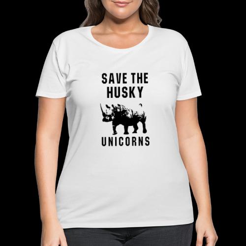 Save the Husky Unicorns | Funny Rhino - Women's Curvy T-Shirt