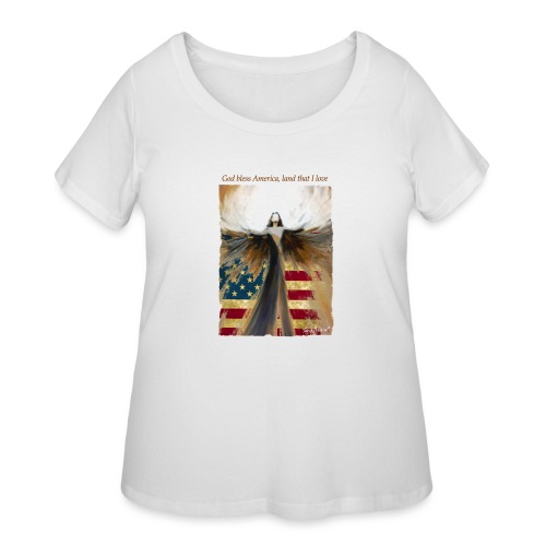 God bless America Angel_Strong color_Brown type - Women's Curvy T-Shirt