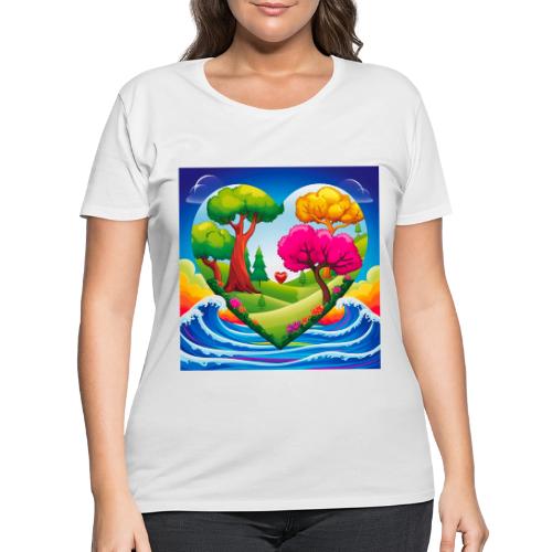 Heart, fantasy, landscapes, nature, fantasy - Women's Curvy T-Shirt