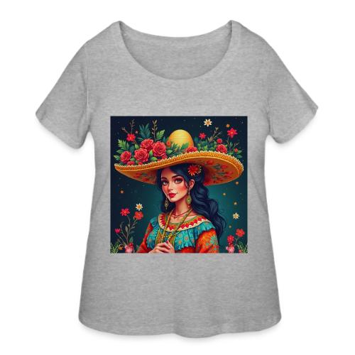 Mexican Design, Regional Mexican Charro Woman - Women's Curvy T-Shirt