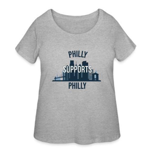 Philly Supports Philly skyline blue transparentbg - Women's Curvy T-Shirt