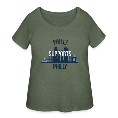 Philly Supports Philly skyline blue transparentbg - Women's Curvy T-Shirt