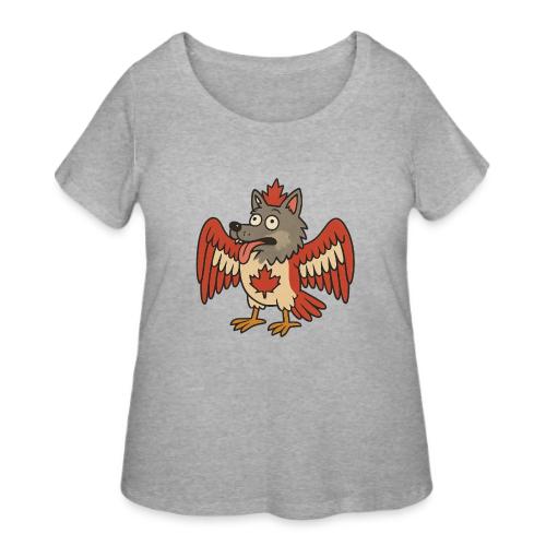 Maple-Mad Wolfbird – Quirky Canadian Creature - Women's Curvy T-Shirt