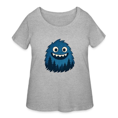 Whimsical Blue Forest Monster – Cute Cartoon Night - Women's Curvy T-Shirt