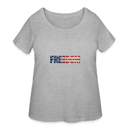 Freedom American Flag Distressed Patriotic Shirt - Women's Curvy T-Shirt
