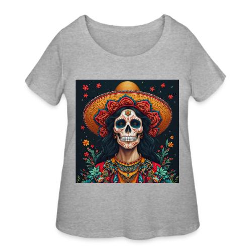 Charra Skull Art | Traditional Mexican Design - Women's Curvy T-Shirt