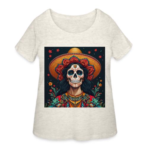 Charra Skull Art | Traditional Mexican Design - Women's Curvy T-Shirt