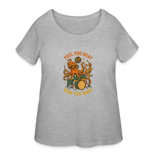 Feel the Beat Octopus Drummer Retro 70s t-shirt - Women's Curvy T-Shirt