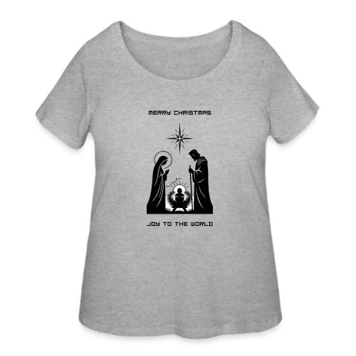 Joy to the World T-Shirt | Minimalist Nativity - Women's Curvy T-Shirt