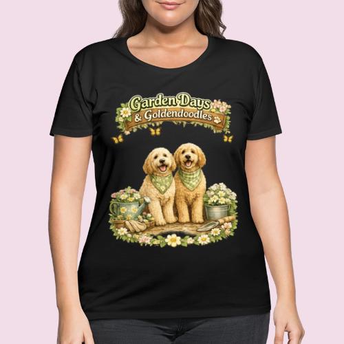Garden Days & Goldendoodles Cozy Dog Lovers Design - Women's Curvy T-Shirt