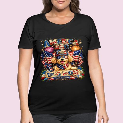 America 250 Dog Mom Patriotic Goldendoodle Shirt - Women's Curvy T-Shirt