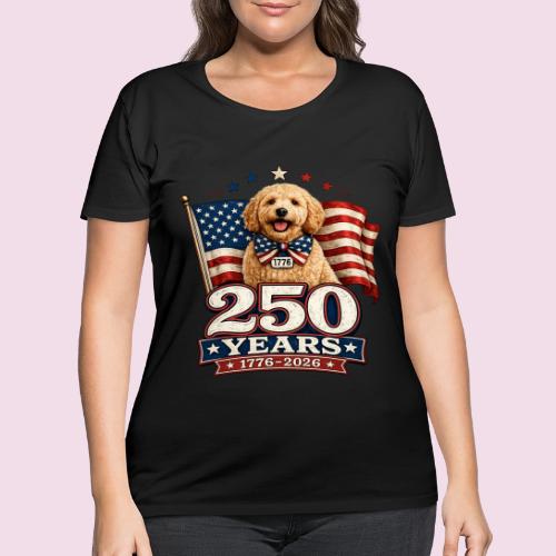 America 250 Dog Mom Goldendoodle - Women's Curvy T-Shirt