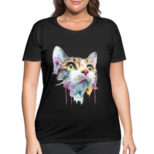 Chromatic Cat Splash - Women's Curvy T-Shirt