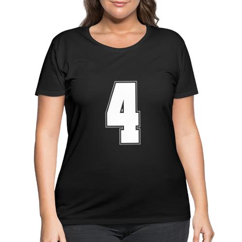 White Number 4 – Varsity Font - Women's Curvy T-Shirt