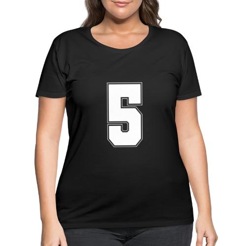 White Number 5 – Varsity Font - Women's Curvy T-Shirt