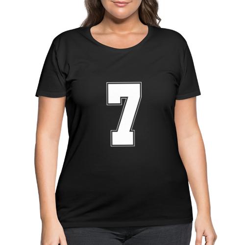 White Number 7 – Varsity Font - Women's Curvy T-Shirt