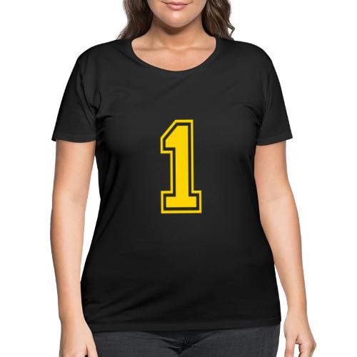 Number 1 in a classic athletic collegiate font - Women's Curvy T-Shirt