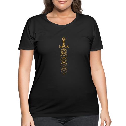 Gold Polyhedral Dice Sword - Women's Curvy T-Shirt
