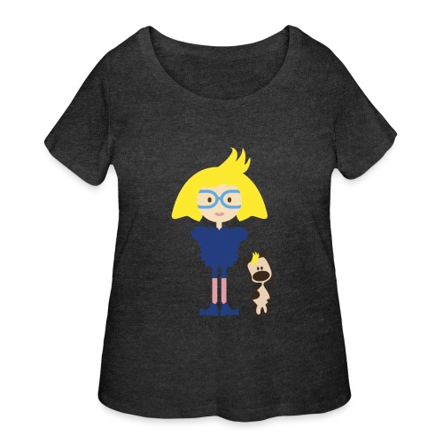 Blondie Girl With Her Blue Eyeglasses - Women's Curvy T-Shirt