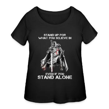 Knight Templar Motivational Quote - Women's Curvy T-Shirt - black - Front - Giselle (180cm)
