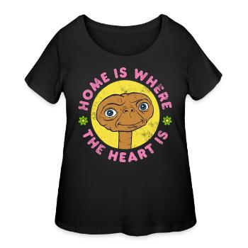 E.T. L'Extra-Terrestre Home Is Where The Heart Is - T-shirt grande taille pour femmes - noir - Devant - Giselle (180cm)