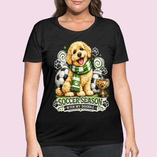 Soccer Season With My Doodle Goldendoodle Dog - Women's Curvy T-Shirt