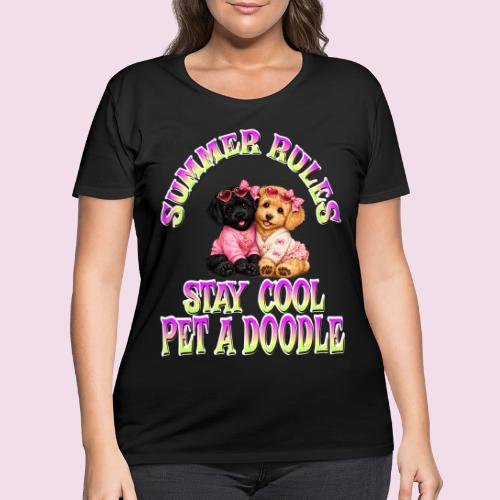 Summer Rules Stay Cool Pet A Doodle Cute Doodle - Women's Curvy T-Shirt