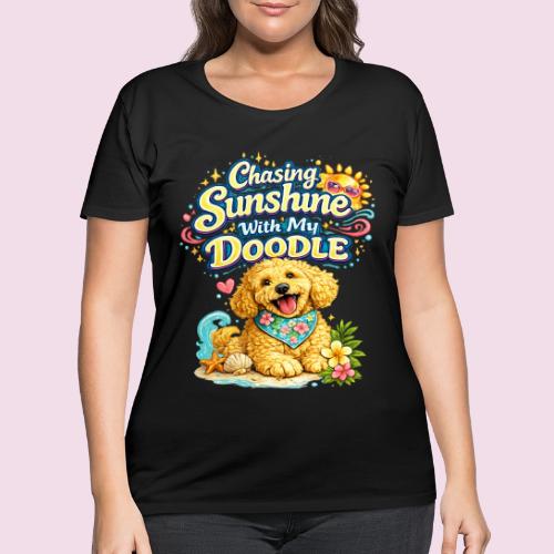 Chasing Sunshine With My Doodle - Women's Curvy T-Shirt