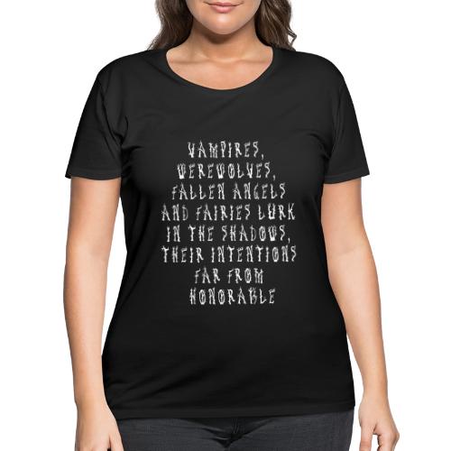 Vampires, werewolves, fallen angels and fairies lu - Women's Curvy T-Shirt