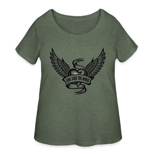 Love Gives You Wings, Heart With Wings - Women's Curvy T-Shirt