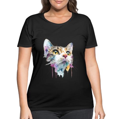 Chromatic Cat Splash - Women's Curvy T-Shirt