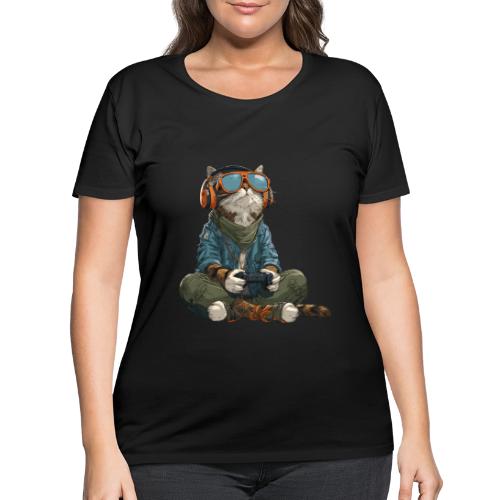 Cat: Purrfect Player - Women's Curvy T-Shirt