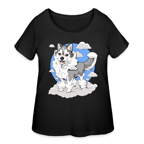 Memphis the Fluffy Land Cloud | Siberian Husky - Women's Curvy T-Shirt
