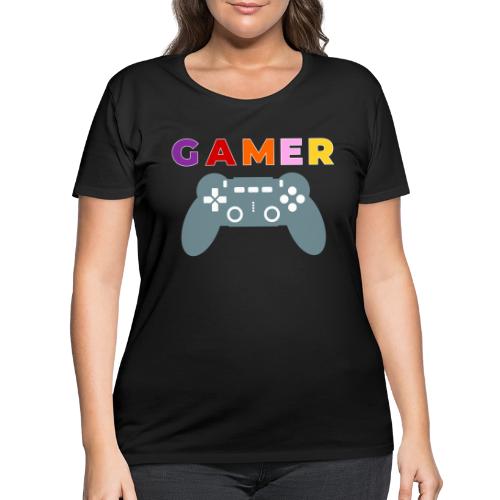 Colorful Gamer Controller Graphic - Women's Curvy T-Shirt