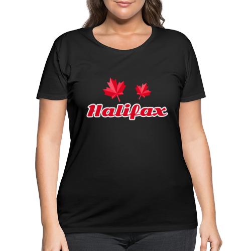 Halifax with two red maple leaves - Women's Curvy T-Shirt