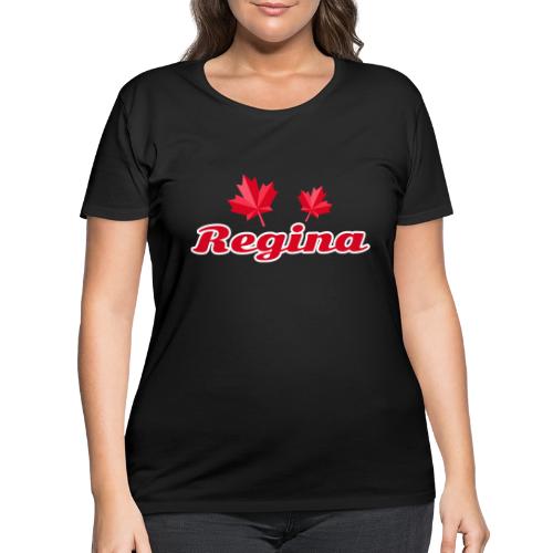 Regina with two red maple leaves - Women's Curvy T-Shirt