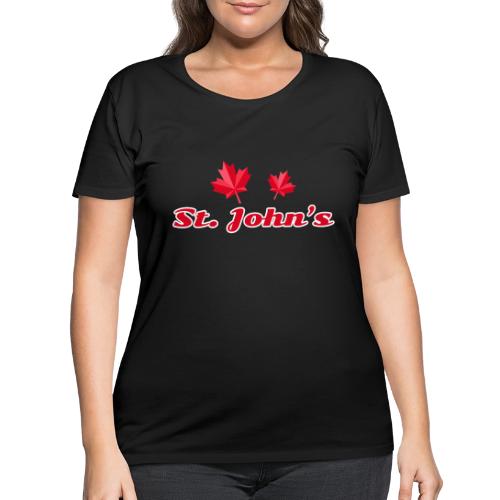 St. John's with two red maple leaves - Women's Curvy T-Shirt