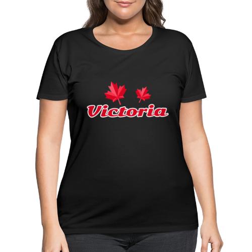 Victoria with two red maple leaves - Women's Curvy T-Shirt